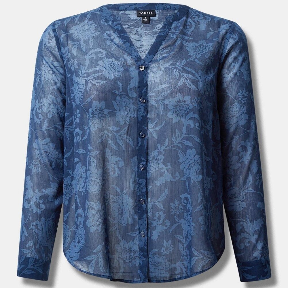 Torrid Chiffon Pullover Long Sleeve Blouse